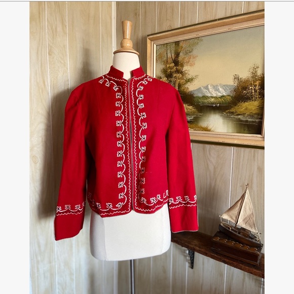 Vintage Jackets & Blazers - 🥀5/$25 Wool Embroidered Cardigan